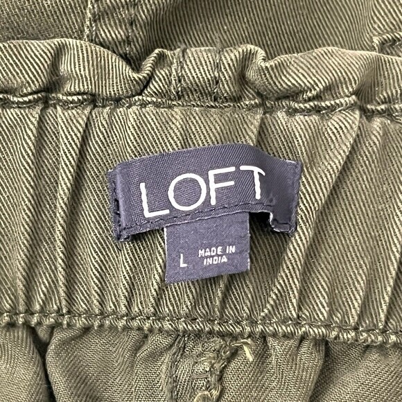 LOFT Womens Size L Green Snap Button Paper Bag Skirt - Picture 3 of 3